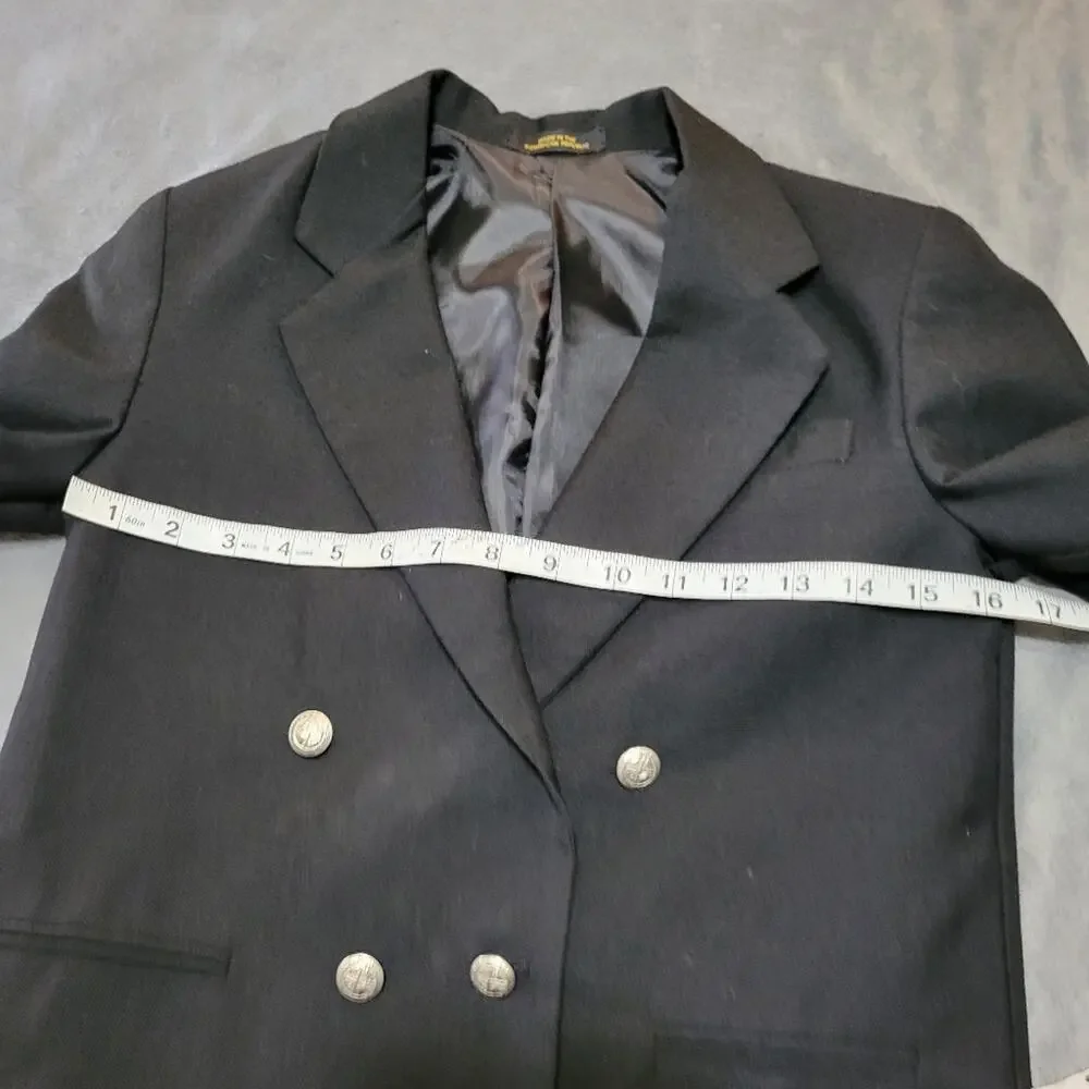 CLASS CLUB BIG BOYS SOLID DRESS JACKET BLAZER SZ 12 BLACK DOUBLE BREASTED JACKET